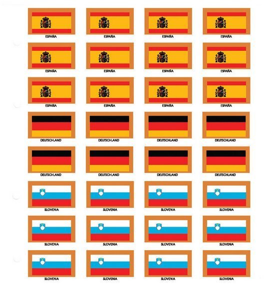 Cartulina con 32 banderas Españolas trepadas.